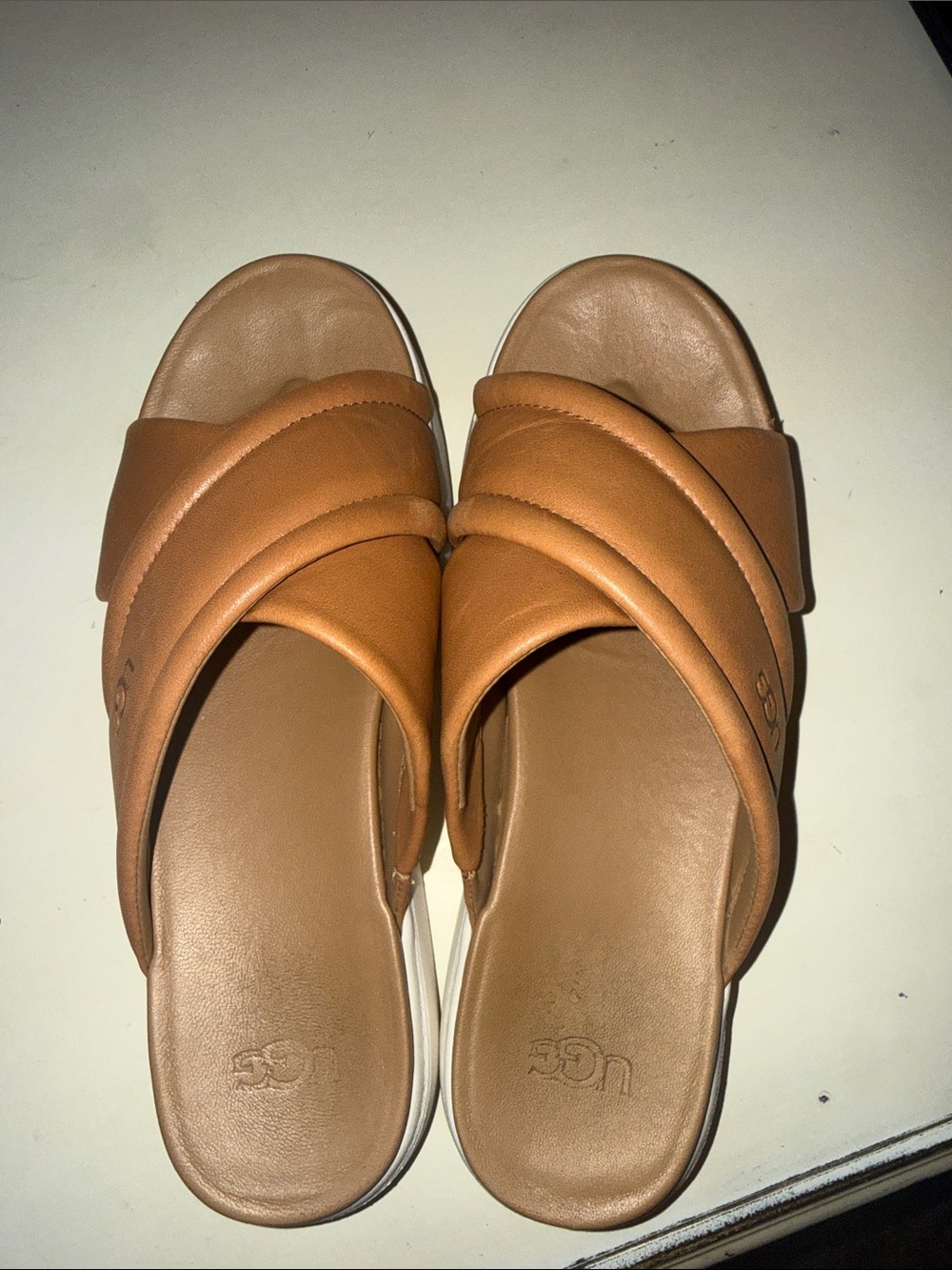 UGG Women's Cognac Brown Padded Slide Mules